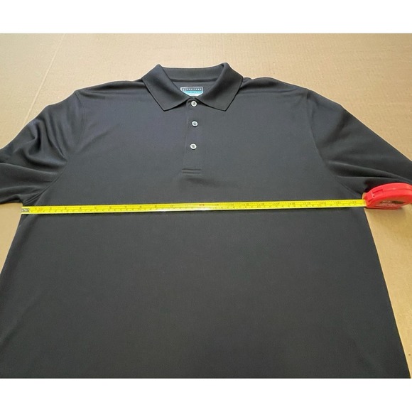 PGA Tour Men's Large Solid Black Long Sleeve Polyester Polo - Picture 6 of 10
